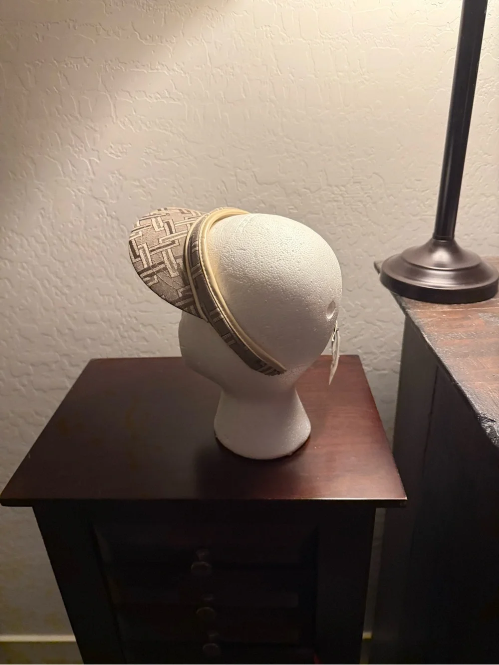 Jaclyn Smith Tan and Cream Straw Visor Hat